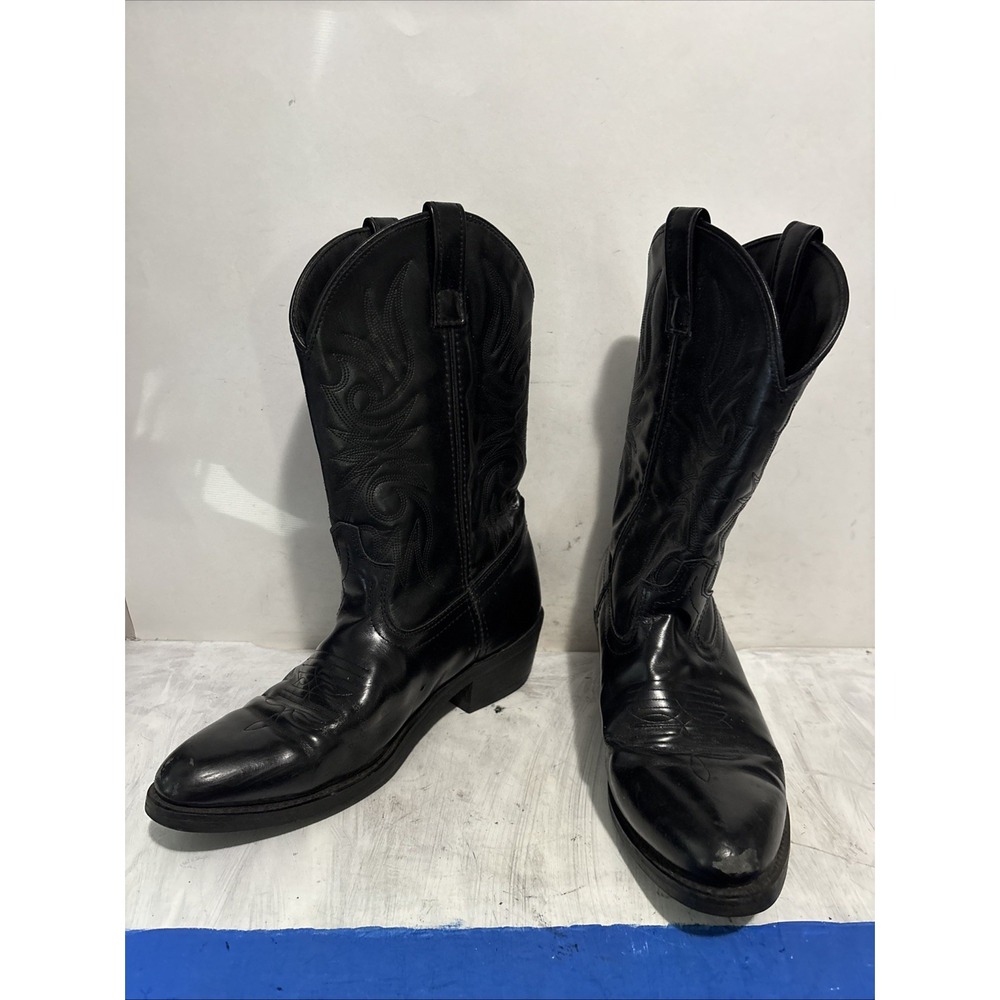Laredo Birchwood Mens 10D Black Leather Western Cowboy Boots Slip Resistant